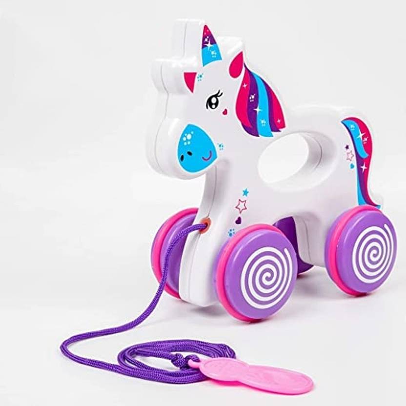 WiseWalker Children Boys & Girls Sparky Unicorn Pull Along Toy