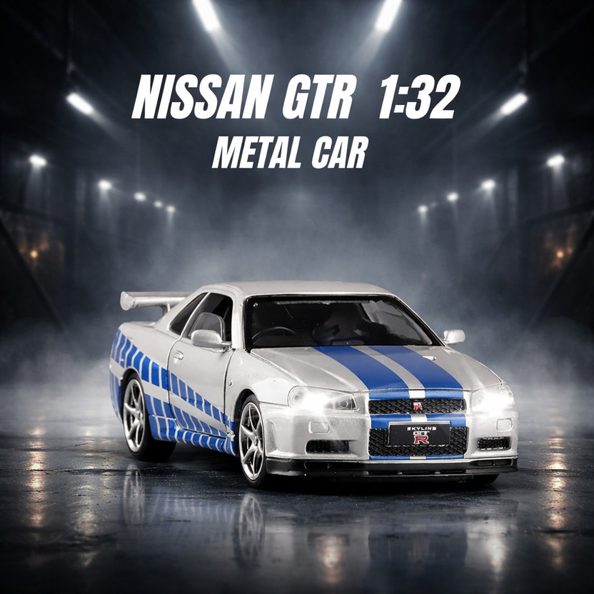 GKNEX 1:32 Scale Nissan Skyline GTR Diecast Models Sound Light Pull Back Car for Kids(Multicolor, Pack of: 1)