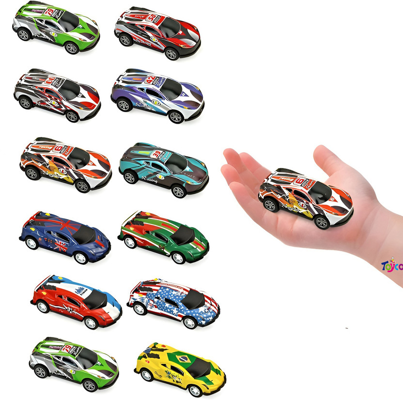 Toyco Alloy Metal Pull Back Mini Race Cars Set for Kids(Multicolor, Pack of: 12)