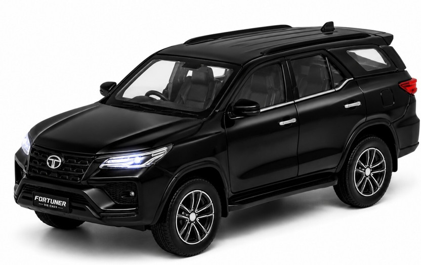Kookivo Fortuner Legender Kids Toy Car 1:32 | Openable Doors | Metal Body(Black, Pack of: 1)