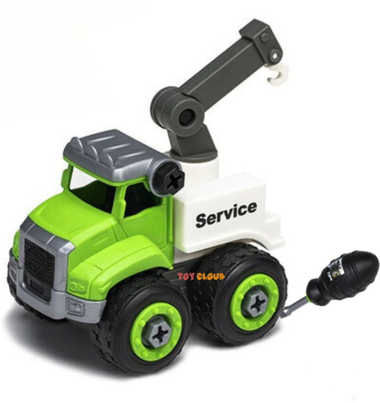 Toy Cloud DIY Construction Vehicle Crane Service with Screwdriver, Unbreakable Plastic Toy(Multicolor, Pack of: 1)