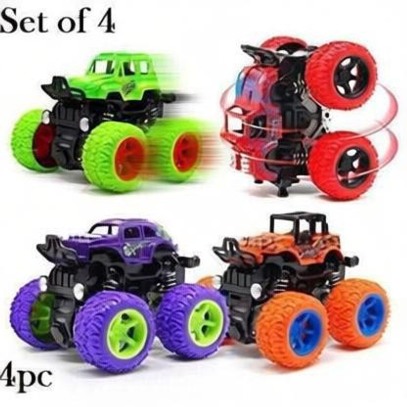 BVM GROUP Unbreakable cars toys for boys Mini Monster Trucks 4wd Friction Powered Cars for Kids Big Rubber Tires Baby Boys Super Cars Blaze Truck Children Gift Toys mini rock truck monster 4 Wheel Drive Vehicles for Toddlers (Multicolor(Multicolor, Pack o