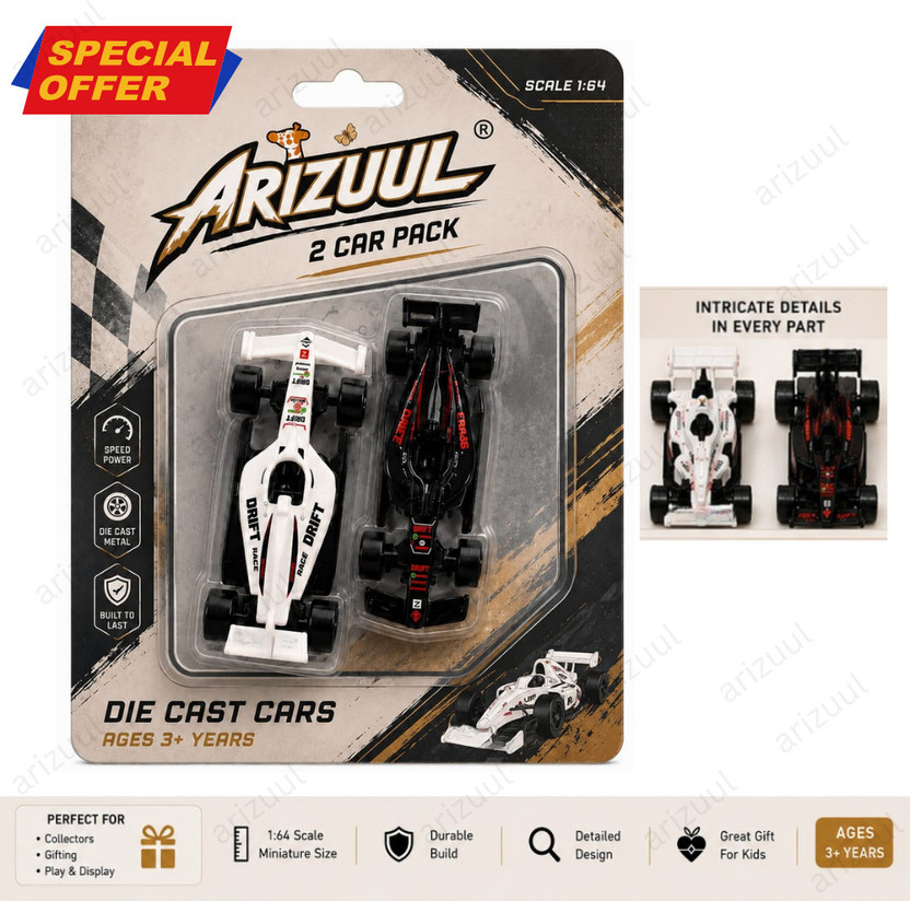 Arizuul Formula F1 Racing Legends Set of 2 Mini Diecast Cars in 1:64 Scale(Multicolor, Pack of: 2)