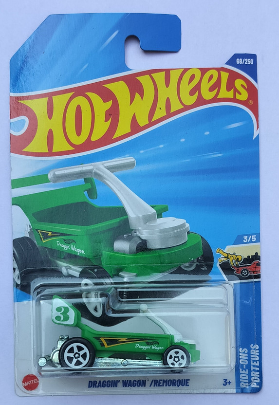 HOT WHEELS RIDE ONS PORTEURS 3/5 DRAGIN WAGON/REMORQUE TOY CAR(Green, Pack of: 1)