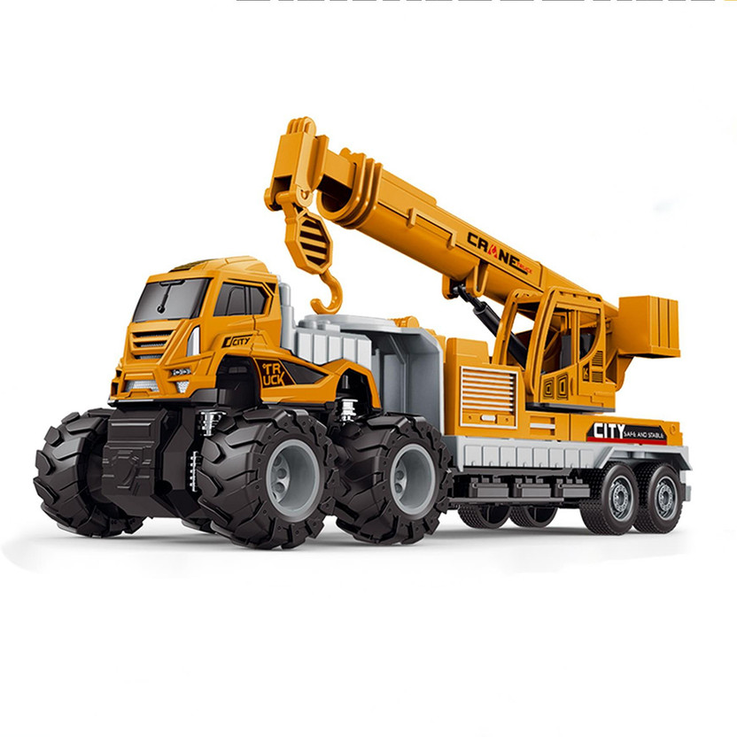 DEUSON ECOM Crane Toy Truck Excavator Bulldozer Crane For Kids Friction Power(Yellow, Pack of: 1)