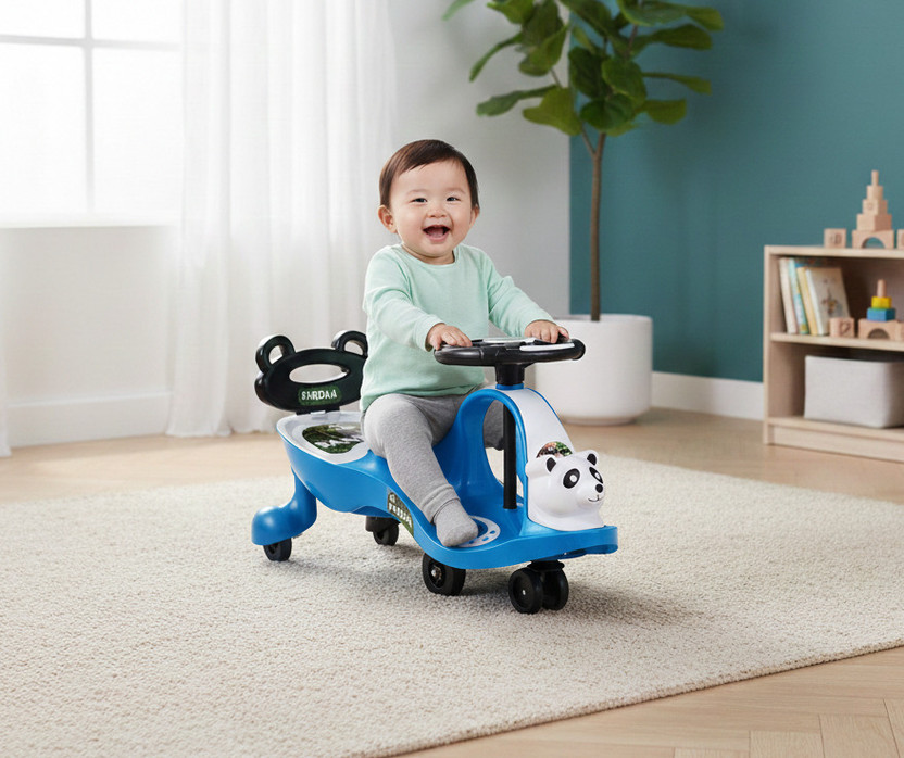 YWTOYS PANDA_FACE_MANUAL_RIDE_ON_6(Blue, Pack of: 1)