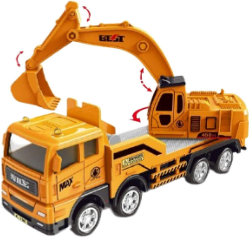 Just craft Engineering Construction Friction Powered Vehicles Excavator Truck Toy for Kids(Yellow, Pack of: 1)