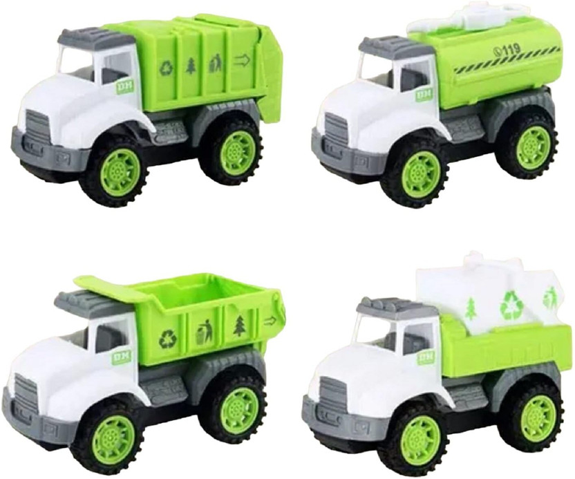 AHBHT City Service, Waste Management Truck with Trash Bin Recycling Garbage Truck Toys(Multicolor, Pack of: 4)