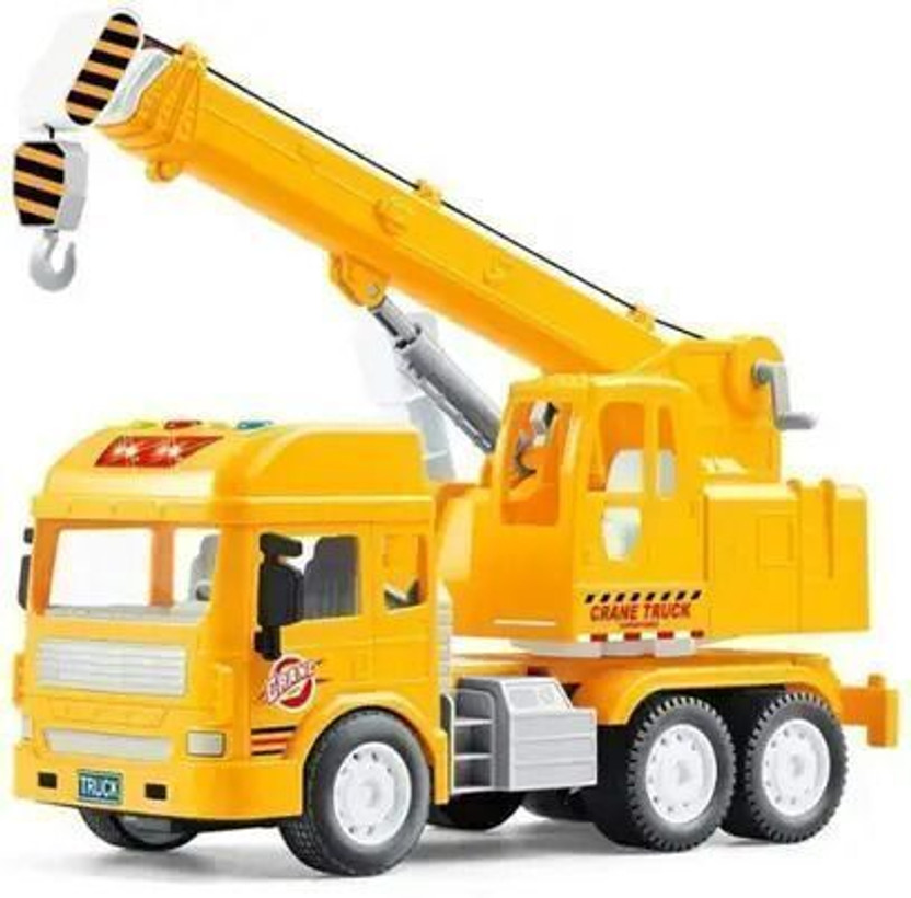 scholarly Friction Power Construction Crane Trucks Kids Lifting Crane Toy with Light Music(Multicolor)