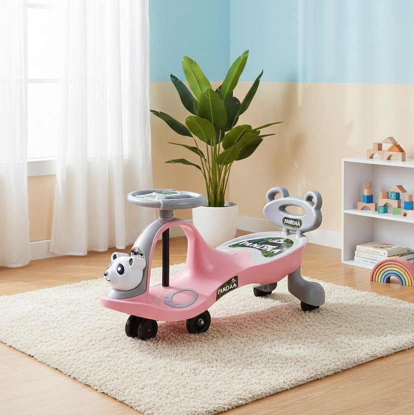 YWTOYS PANDA_FACE_MANUAL_RIDE_ON_6(Pink, Pack of: 1)