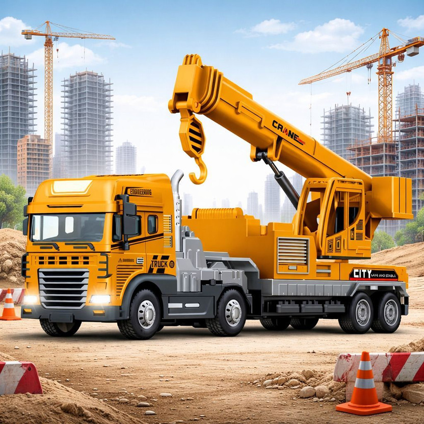 RAHI NEST Kids Diecast Crane Truck Toy with Friction Drive, Lights & Sound(Multicolor, Pack of: 1)
