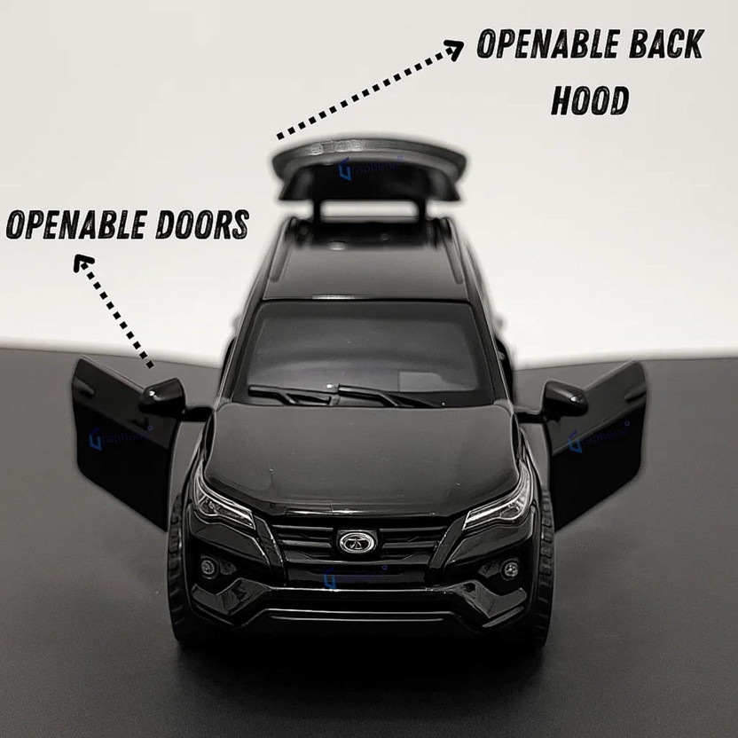 Toya Toya Premium Metal Car Toy 1:32 (TOYOTA FORTUNER) Light & Sound for Kids(Black, Pack of: 1) - Flipkart Deal