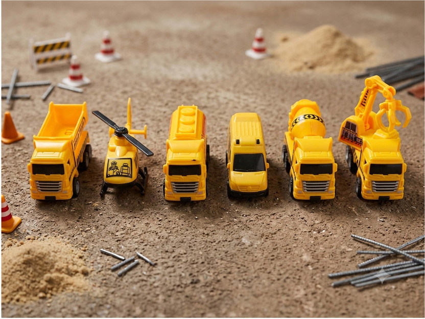 YEWISH YEWISH Construction Vehicles Toy Set Toy Trucks, Excavator, Cement Mixer, Tanker etc(Yellow, Pack of: 6) - Flipkart Deal
