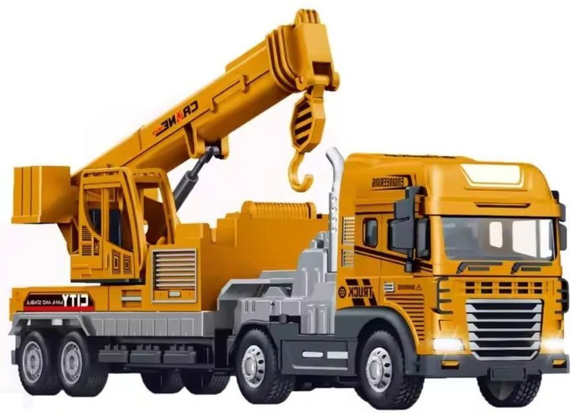scholarly Die cast Metal Crane Transport Truck Kids Construction Toys with light music(Multicolor, Pack of: 1)