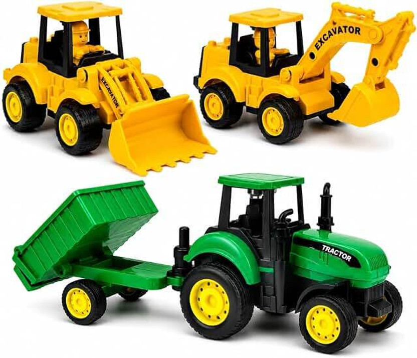 PANDA PANDA NEST Construction Toy Combo Set Pack of 3 Toy Excavator, JCB & Tractor Toys for Kids(Green, Yellow, Pack of: 3) - Flipkart Deal