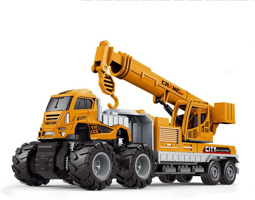 KIDSNEY 1:43 4WD Diecast Alloy Logistic Crane Transport Truck Toy(Orange, Pack of: 1)