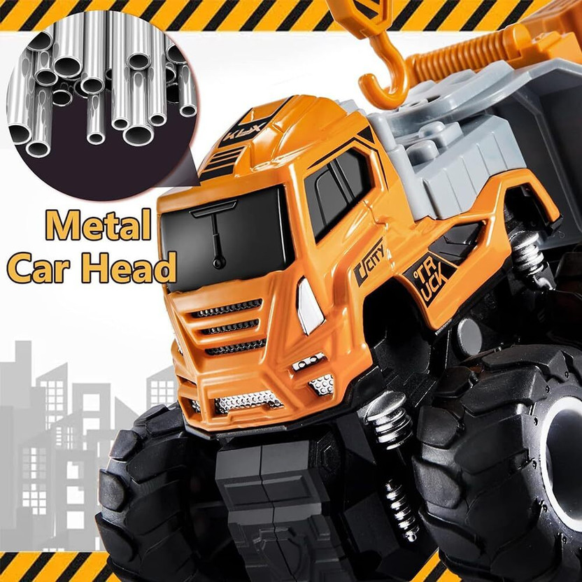 Ragiluxe Truck Toy Die-Cast Metal Head Construction Crane Truck Toy with 360° Rotation(Orange, Yellow, Pack of: 1)