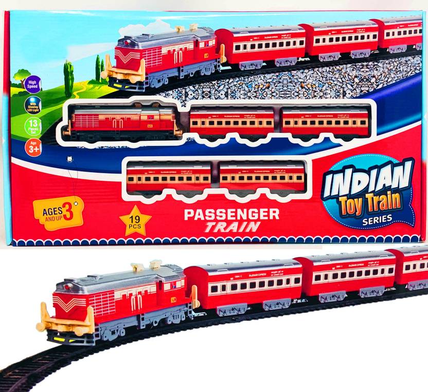 Wishmaster Indian Railways 4 Couch Passenger Toy Train Track Set For