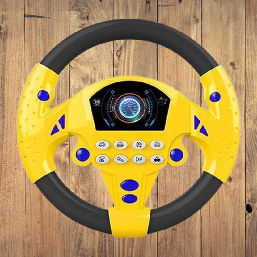 VALORACE Driving Steering Wheel Funny Interactive Driving Wheel with Music (YELLOW)X1 Vehicle Steering Wheel For Cars