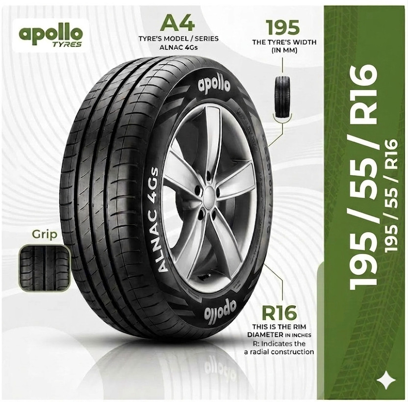 Apollo Apollo ALNAC 4Gs 4 Wheeler Tyre(195/55/R16 87H, Tube Less) - Flipkart Deal