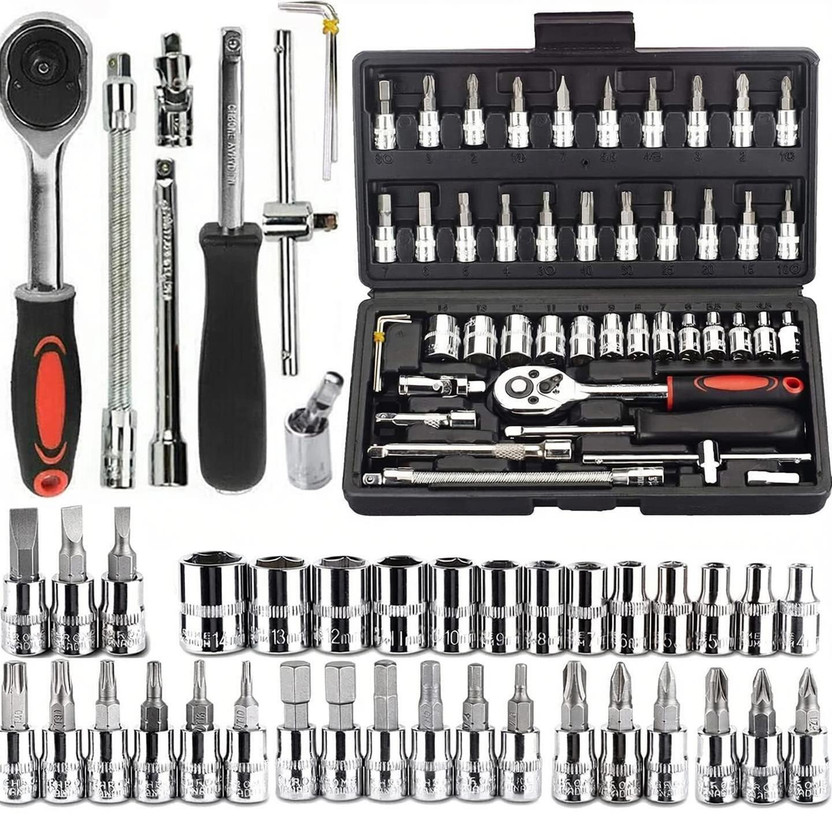 DEAGAN 46pcs Tool Ratchet Torque Wrench Combo Tools Kit Car Repair Set Hand Tool Kit ( Vehicle Tool Kit