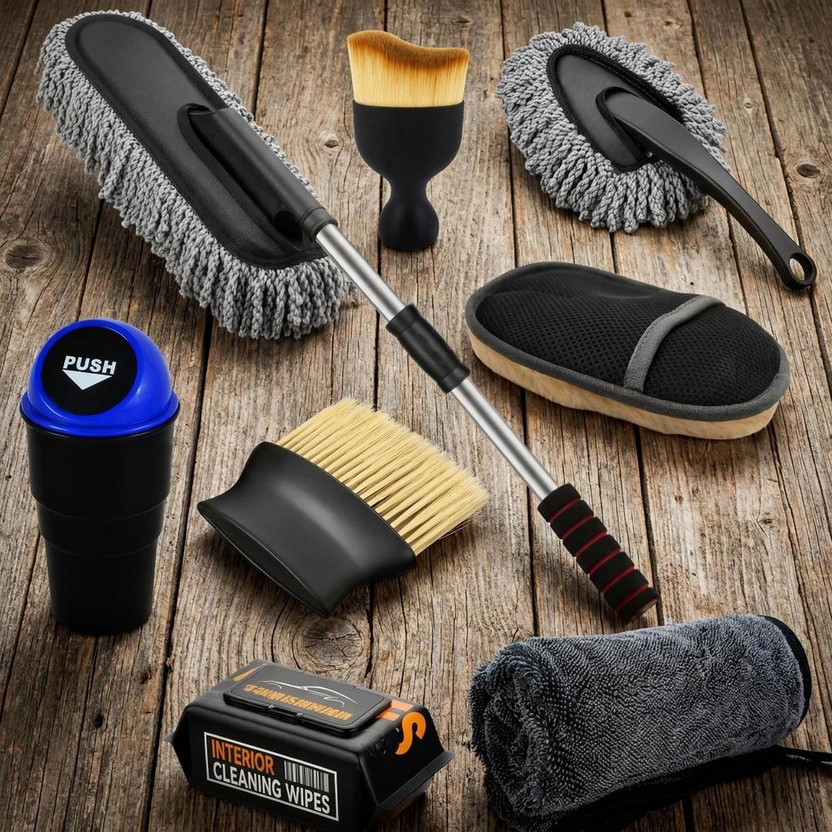 ORIDOR ORIDOR Car Dashboard Dust Removal Kit with Towel and Duster Cleaning Tool Wet and Dry Duster Set(Pack of 8) - Flipkart Deal