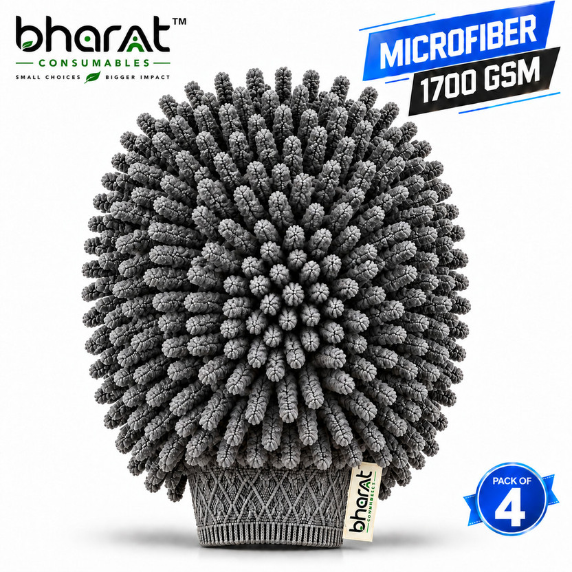 BHARAT BHARAT CONSUMABLES Microfiber Vehicle Washing  Hand Glove(Pack Of 4, 1700 GSM) - Flipkart Deal