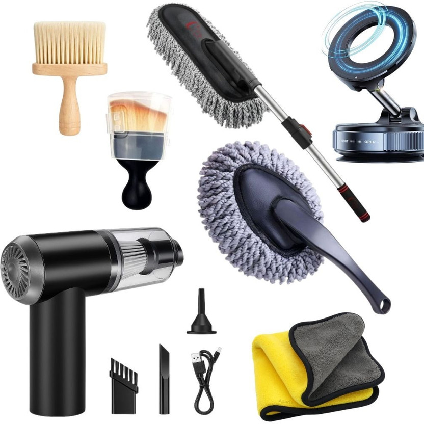 VIDHYAWAN 11 Pcs - Cleaning Kit Combo With Vaccum, Car Holder Combo