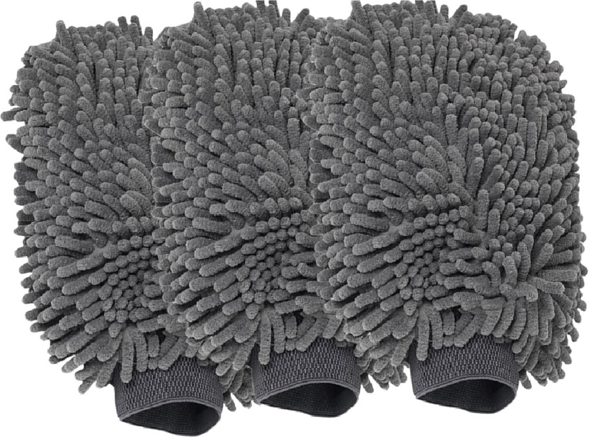 Auto Hub Microfiber Vehicle Washing  Washing Mitt Hand Glove(Pack Of 3, 1700 GSM)