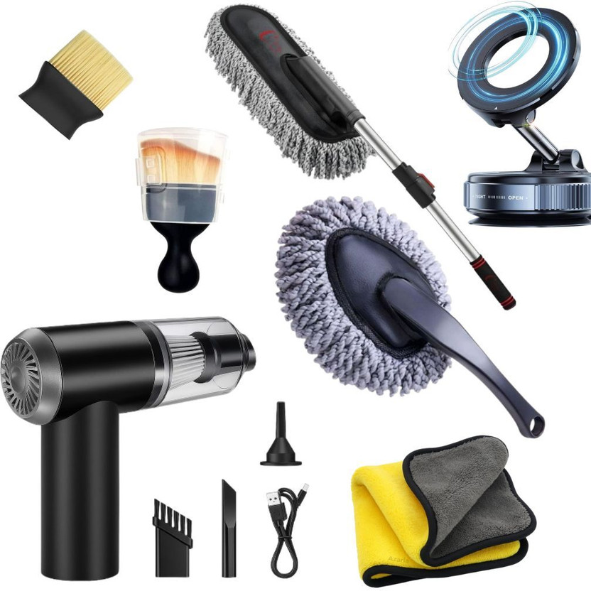 VIDHYAWAN 11 Pcs - Cleaning Kit Combo With Vaccum, Car Holder Combo