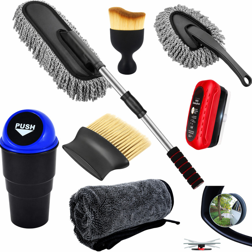 FEXMON Car Interior Exterior Dust Cleaning Tool Set with Towel and Duster Mop Wet and Dry Duster(Pack of 8)