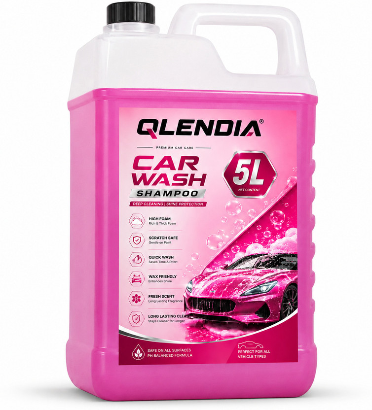 Qlendia High Foam Car Wash Shampoo 5Liter |- Shiny & Clean Finish Car Washing Liquid(5000 ml)