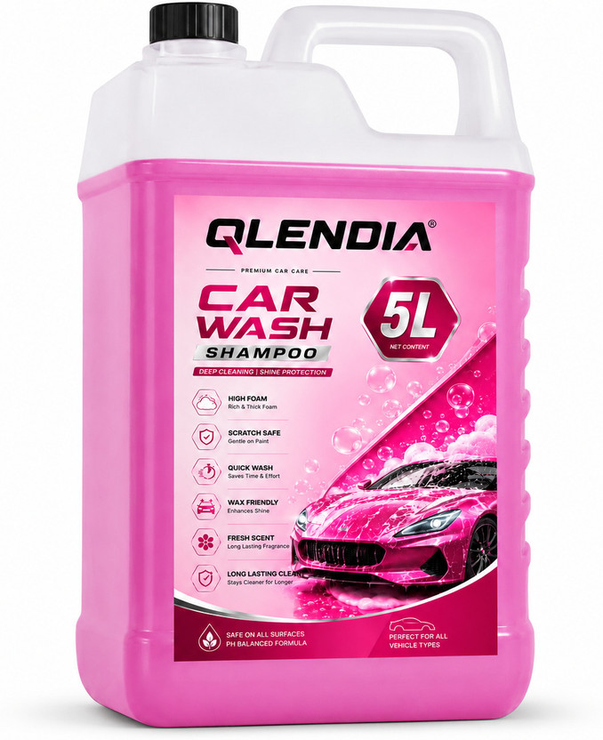 Qlendia High Foam Car Wash Shampoo 5Liter -| Shiny & Clean Finish Car Washing Liquid(5001 ml)
