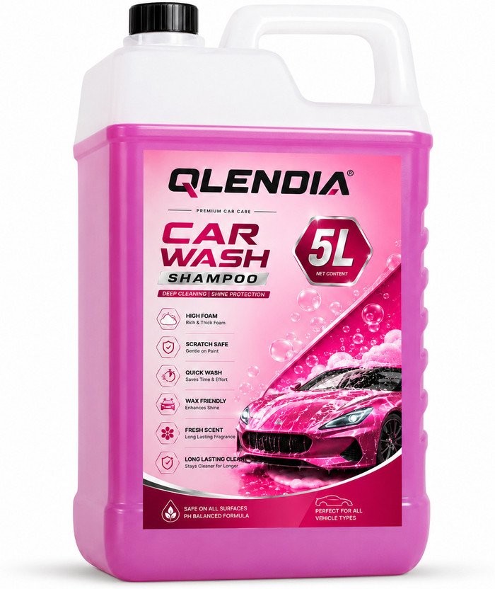 Qlendia High Foam Car Wash Shampoo 5Liter |. Shiny & Clean Finish Car Washing Liquid(5000 ml)