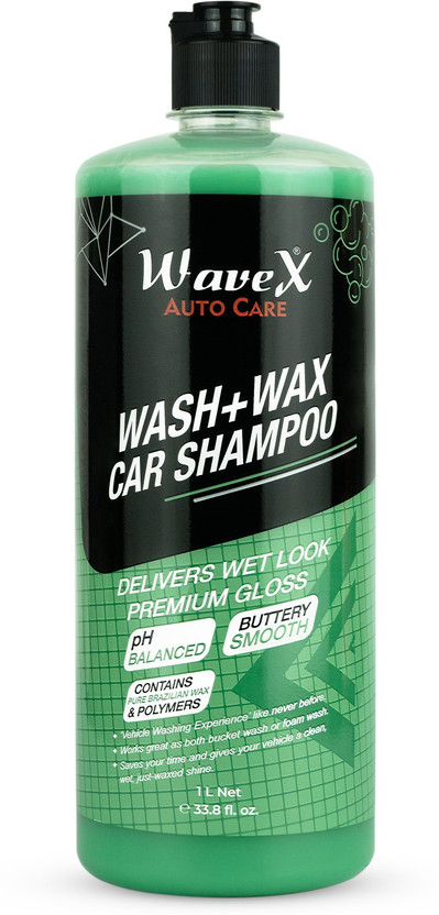 Wavex Wash and Wax Car Shampoo 1 LTR Gives Wet Look Shine, pH Neutral - Leaves No Water Spots Car Washing Liquid(1000 ml)