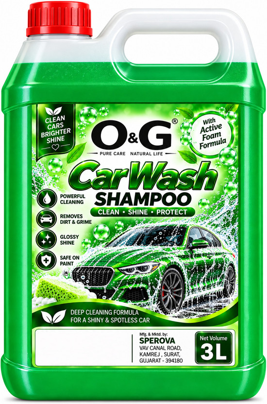 O&G Car Wash Shampoo Concentrate - Shine Enhancing Formula, Thick Foam, pH Neutral Car Washing Liquid(3000 ml)