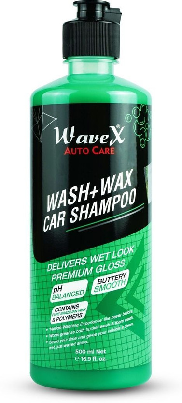 Wavex Wash and Wax Car Shampoo 500ml Gives Wet Look Shine,Buttery Smooth Feel, pH Neutral - Leaves no Water Spots Car Washing Liquid(500 ml)
