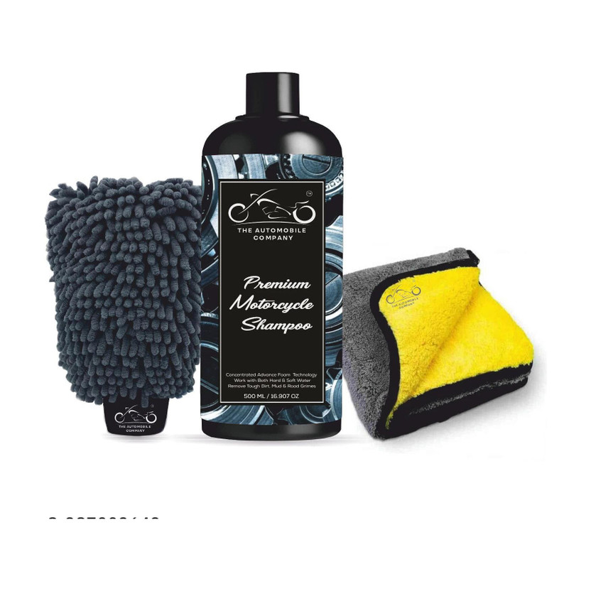 THE AUTOMOBILE COMPANY Foaming Bike Wash Shampoo Microfiber Cleaning Towel Dual Sided Washing Gloves Car Washing Liquid(500 ml)