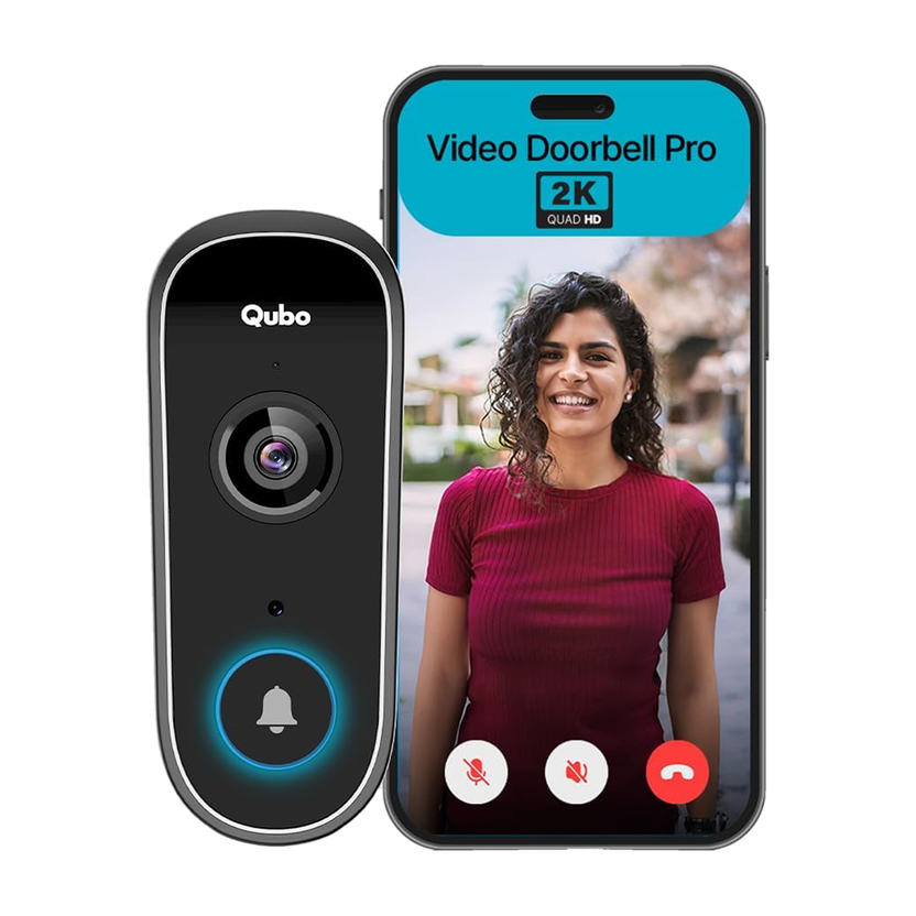 Qubo Smart WiFi Video Doorbell Pro 2K|3MP|Instant Video|2-Way Talk|AI App Alert,Alarm Video Door Phone(Wireless Single Way)