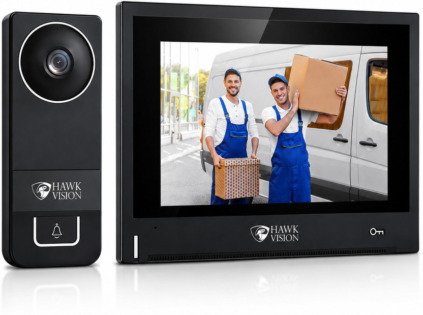HAWK VISION Smart Video Door Phone,7 Inch IPS Touch Monitor,2MP FHD Outdoor Camera, WiFi App Video Door Phone(Wired Both Way)