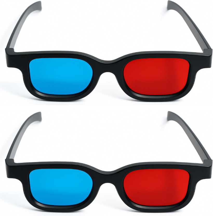TRONICS INDIA Red Cyan 3D Glasses for 3D Books, Magazines, Movies, TI-RC03-2 Video Glasses(Multicolor)