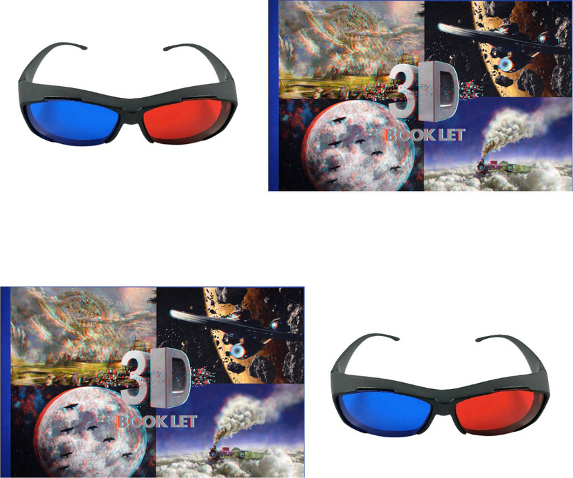 TRONICS INDIA Red Cyan 3D Glasses for YouTube, Movies & Projectors with 16-Page 3D Booklet Video Glasses(Red Blue Pack of 2)