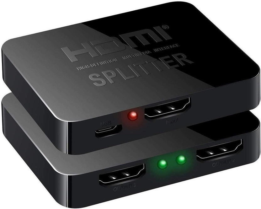 Tobo HDMI Splitter 1 in 2 Out, 4K HDMI Splitter for Dual Monitors TD-442H 32 inch Blu-ray Player(Black , 1x2 HDMI Splitter 1 to 2 Amplifier for Full HD 1080P 3D with HDMI Cable)