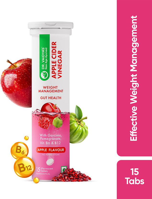 DR. VAIDYA'S Apple Cider Vinegar (ACV) Effervescent Tablets With Vit B6 & B12 for Weight Loss(15 No)