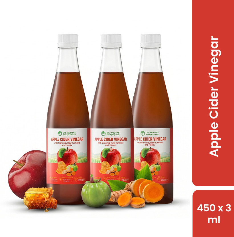 Apple DR. VAIDYA'S Apple Cider Vinegar Tasty (ACV) Juice | Garcinia | 6 Natural Herbs | Weight Loss Vinegar(3 x 450 ml) - Flipkart Deal