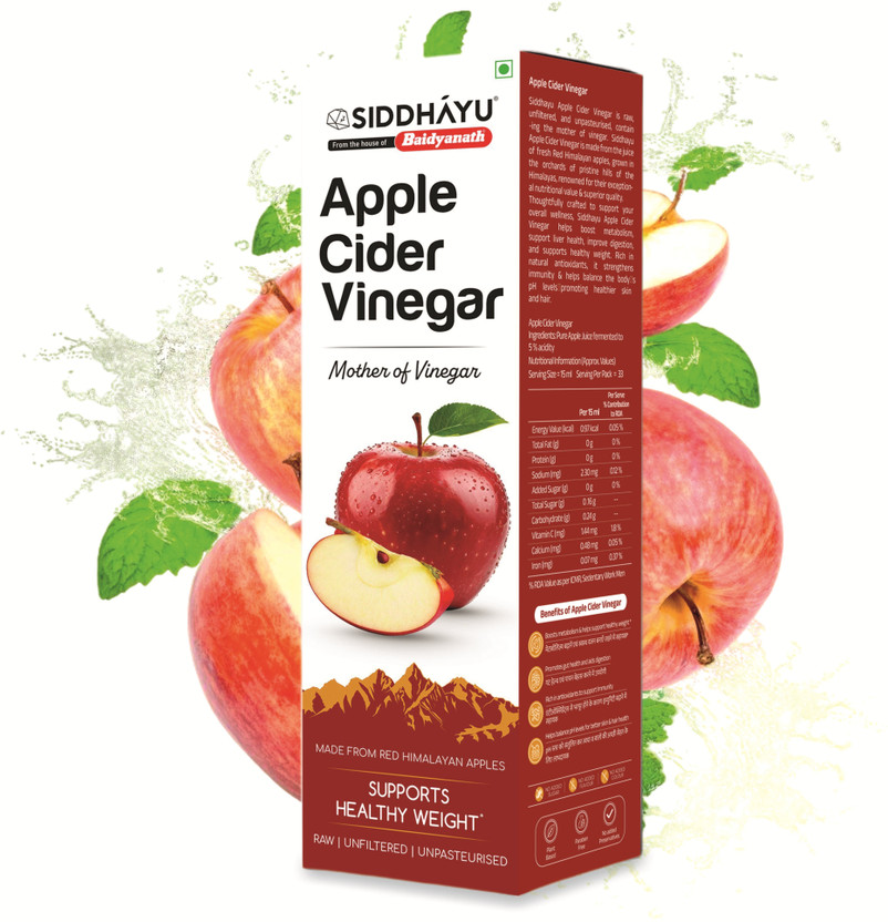 Baidyanath Apple Cider Vinegar with Mother of Vinegar, Supports Weight Management – 500 ml Vinegar(500 ml)