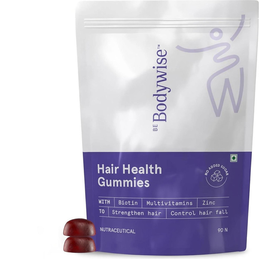 Be Bodywise 30 mcg Biotin Hair Gummies |3 Months Pack| Stronger Hair &Nails|No Added Sugar(90 No)