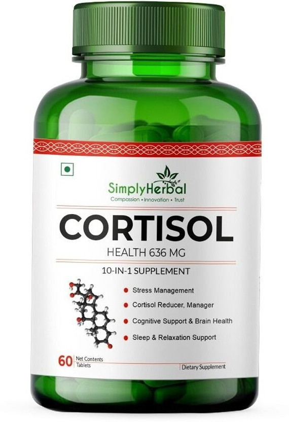 Simply Herbal Cortisol Tablet stress relief mood support supplement(60 Tablets)