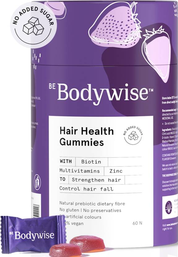 Bodywise Biotin Gummies for Hair Growth No Added Sugar Hair Vitamins Anti Hair Fall Price