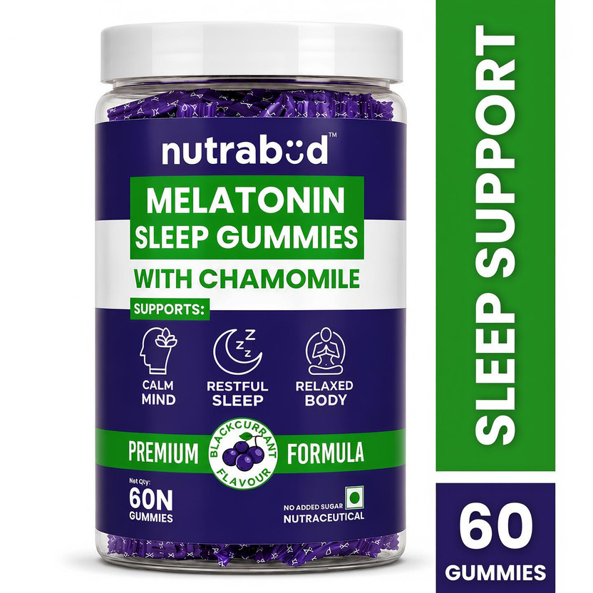 Nutrabud Nutrabud Sleep Gummies 3mg - No Added Sugar - Blackcurrant Flavor(60 No) - Flipkart Deal